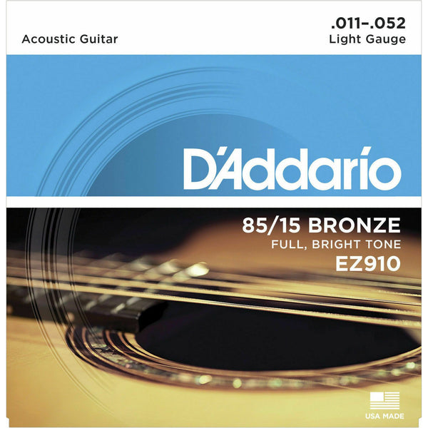 3 x D'Addario EZ910 Bronze Acoustic Guitar Strings 11-52. 3 Separate Packs