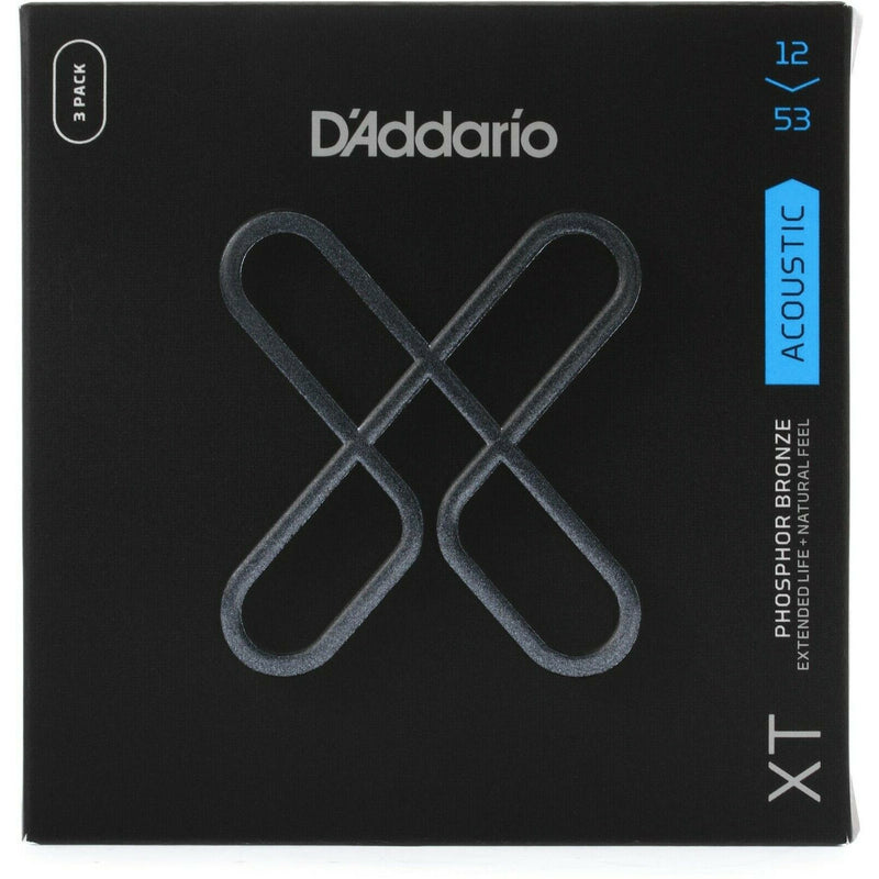 3 Pack D'Addario XTAPB1253 Acoustic Guitar Strings Phosphor Bronze Light 12-53