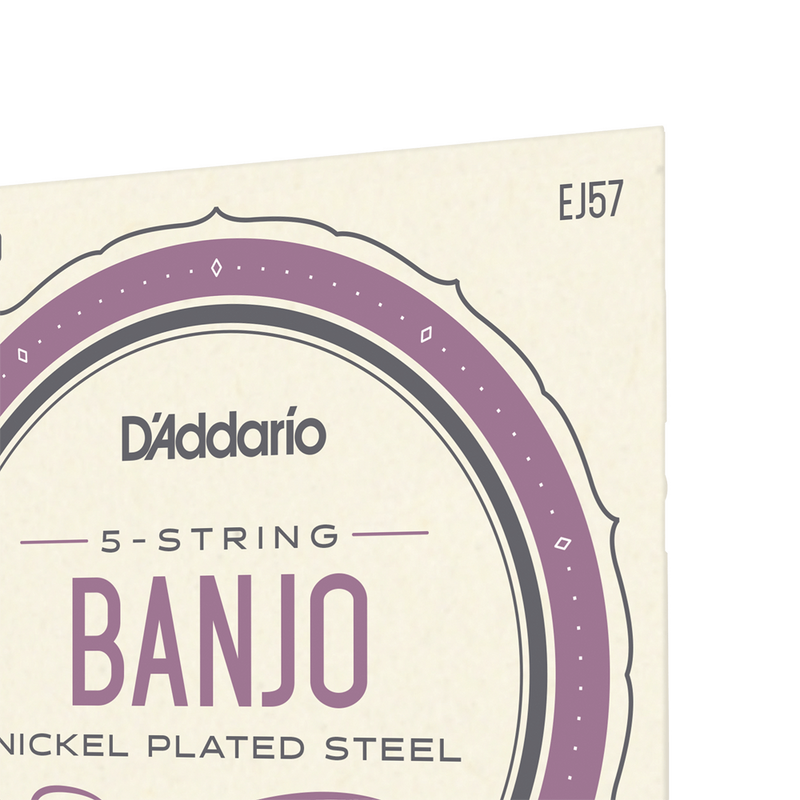 D'Addario EJ57,  5-String Banjo Strings, Nickel Plated Steel, Loop End, 11 Gauge