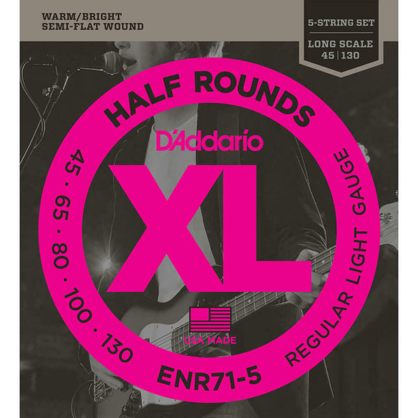 D'Addario ENR71-5 5-String Half Round 45-130 Long Scale Bass Guitar Strings