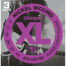 EXL1203D D'Addario 3 Pack Nickel Wound Electric Guitar Strings 9-42 (3 Set Pack)