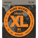 D'Addario EPN110 XL Pure Nickel Electric Guitar Strings. 10, 13, 17, 25, 35, 45.