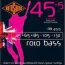Rotosound  RB45-5  Bass Nickel Roundwound Bass Guitar Strings 45-130 Long Scale