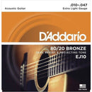 3 x D'Addario EJ10 Acous 80/20 Bronze Guitar Strings XL.3 Separate Packs