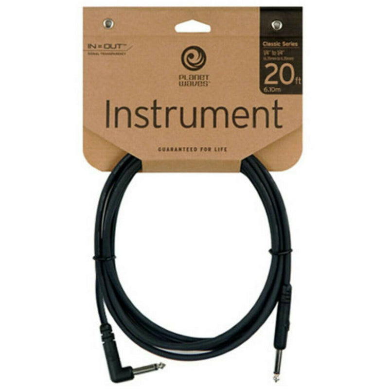 D'Addario PW-CGTRA-20 Classic Series Instrument Cable, 20 feet.Straight/Angled