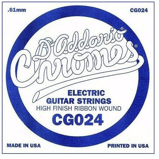 D'Addario CG024 Chrome Flatwound Electric Guitar Single Strings Gauge 024 5 Pack