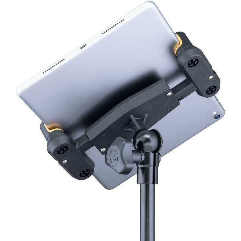 Hercules DG307B Tablet/Phone Holder, 6.1”-13”. For Music or Microphone Stands.