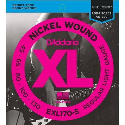 D'Addario EXL170-5 5 String Long Scale Bass Guitar Strings 45 - 130