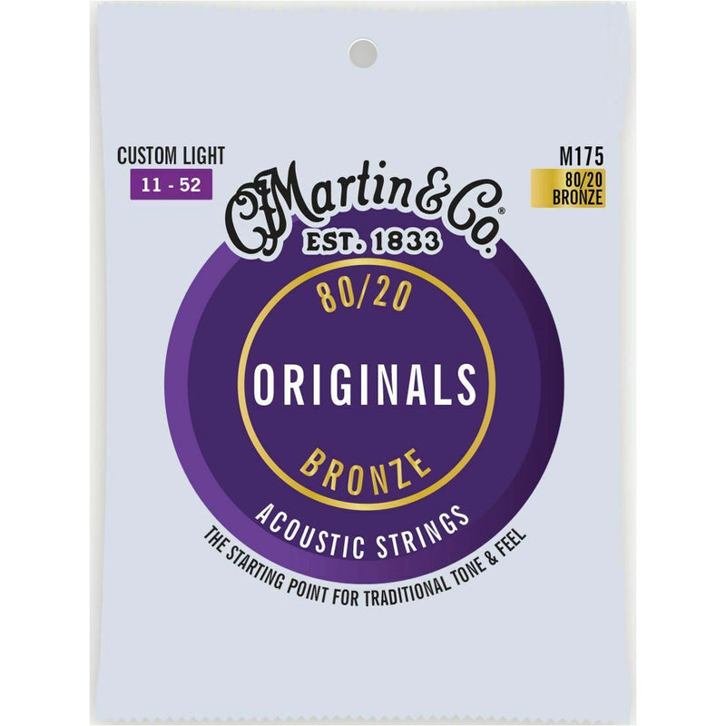 Martin M175 The Original 80/20 Bronze Acoustic Guitar Strings Custom Light 11/52