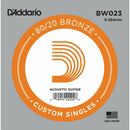 5 X D'Addario BW023 80/20  Bronze Wound  Acoustic Guitar Single String .023