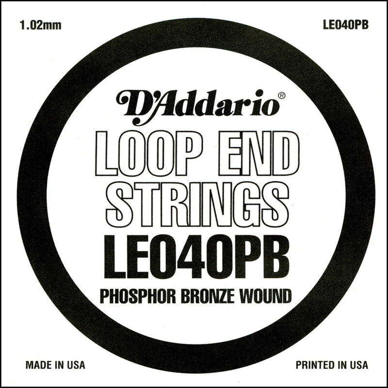 2x Single D'Addario LE040 Phosphor Bronze Loop End Mandolin Strings.(40 Gauge)