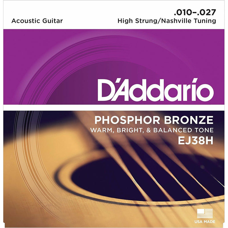 D'Addario EJ38H Phosphor Bronze Acoustic Guitar Strings 10-27 High Strung Tuning