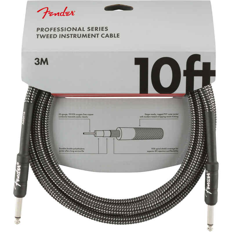 Fender Pro Series Instrument Cables, 10ft Grey Tweed P/N 0990820062