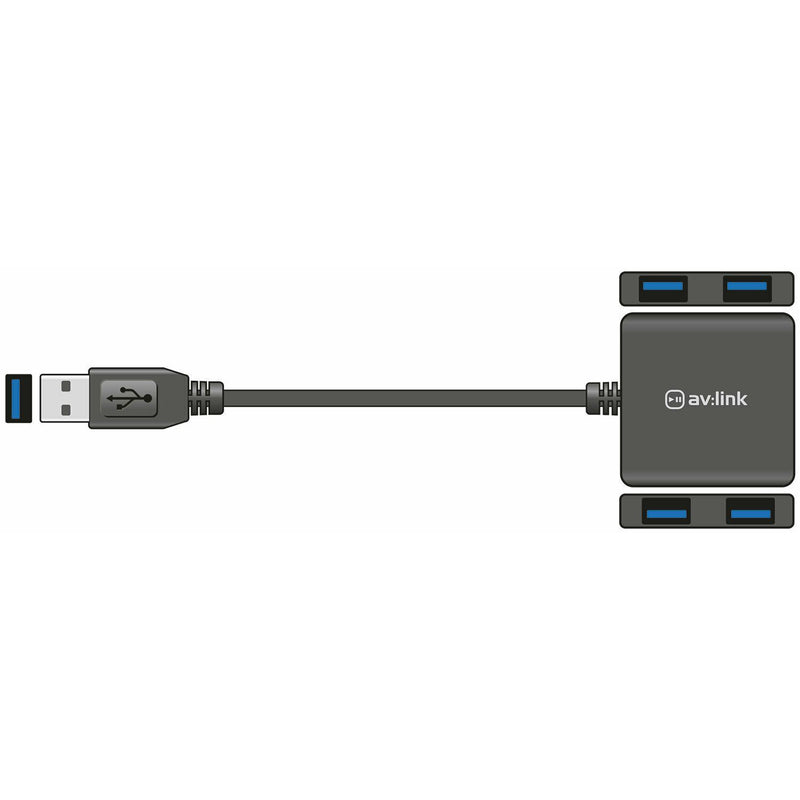 AV:Link 4 Port Super Speed USB 3.0 Hub Add Up To 4 Devices To Your Laptop