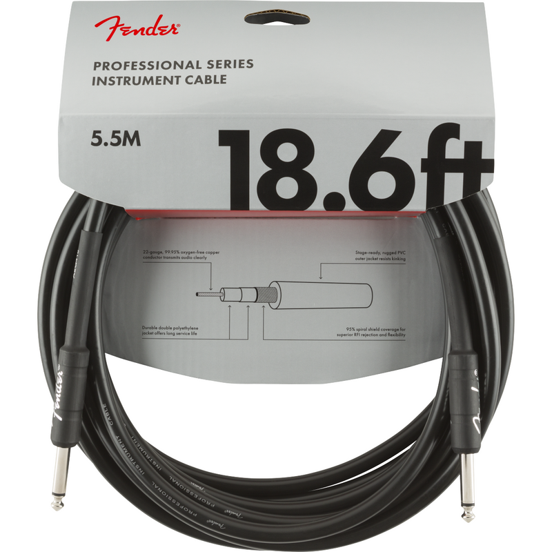 Fender Professional Series Instrument Cable, Straight 5.6M , Black P/N0990820020