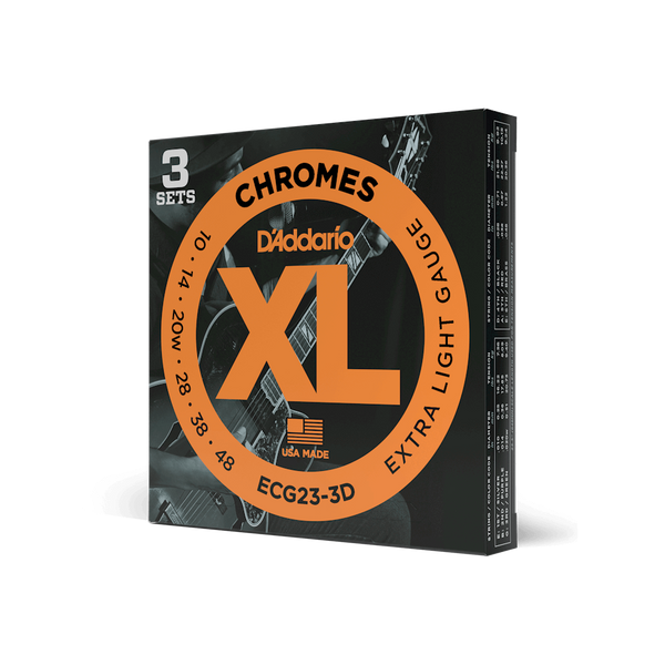 Flat Wound Extra Light Electric Guitar Strings, 3 PACK, D'Addario ECG23-3D