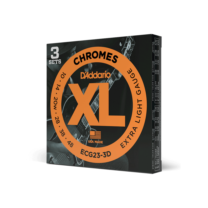 Flat Wound Extra Light Electric Guitar Strings, 3 PACK, D'Addario ECG23-3D