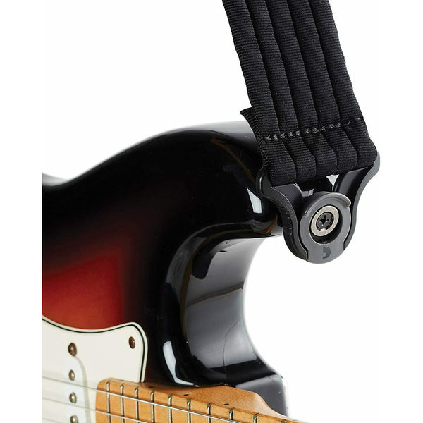 D'Addario Auto-Lock Guitar Strap, Black Padded Stripes 50BAL01