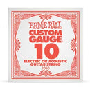 Ernie Ball .010 Custom Gauge Guitar Single Strings Electric or Acoustic Pack 6