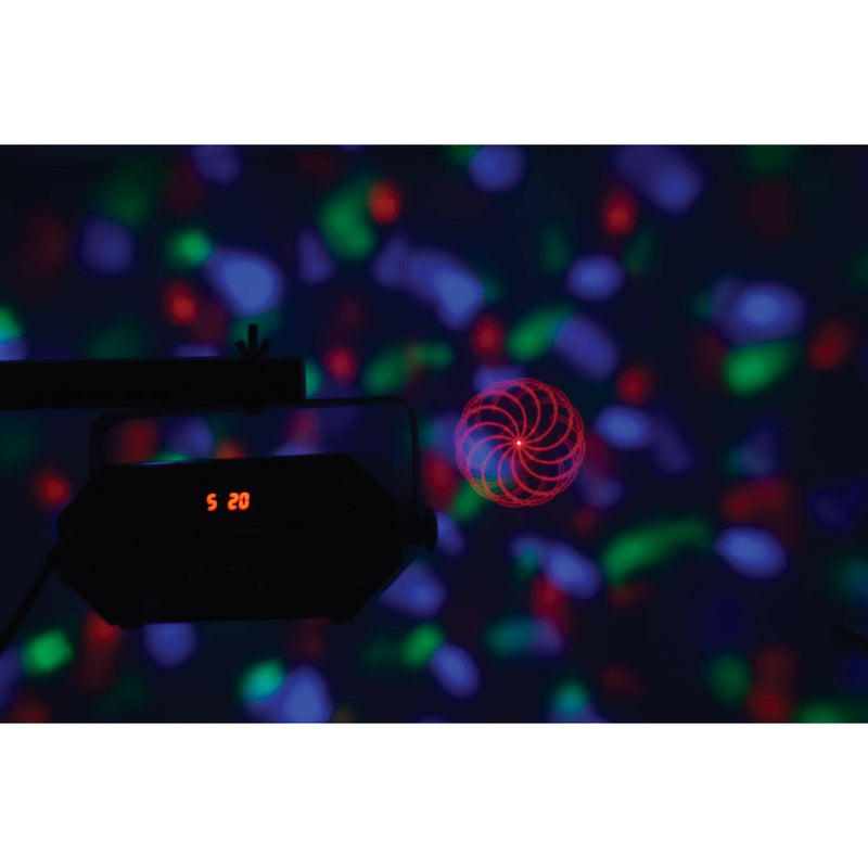 QTX Tetra LED Moonflower + Ripple + Strobe/UV + Laser Effect Full DMX + Remote
