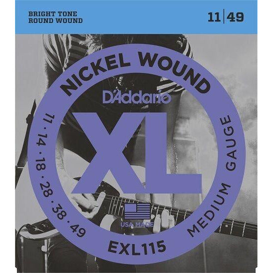 D'Addario EXL115 Electric Guitar Strings11-49.Moderate Flexibility, Full Tone.