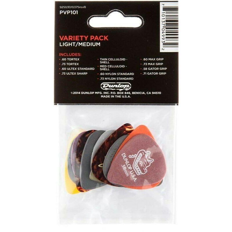 Dunlop Light/Medium Variety Plectrum 12-Pack JD-PVP-101