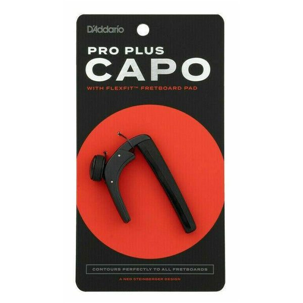 D'Addario Pro Plus Capo With FlexFit Technology, Black PW-CP19 Fits Most Guitars