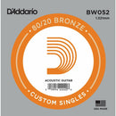 5 X D'Addario BW052 80/20  Bronze Wound  Acoustic Guitar Single String .052