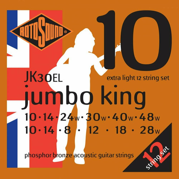 Rotosound JK30EL Phosphor Bronze Acoustic Guitar Strings 10-48 12-String UK Made