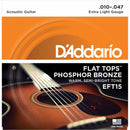 D'Addario EFT15 Flat Tops Extra Light   (.010-.047)  Acoustic Guitar Strings