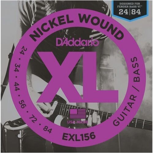 D'Addario EXL156 Nickel Wound Electric Or Fender Bass VI Guitar Strings, 24-84