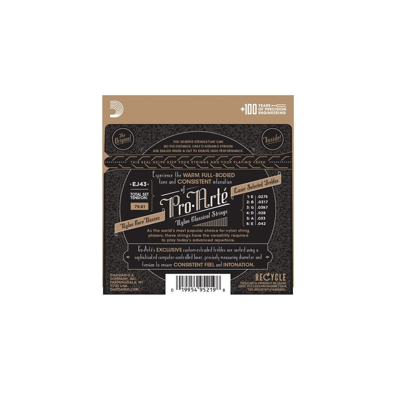 Classical Guitar Strings Light Tension By D'Addario, EJ43 Pro Arte.