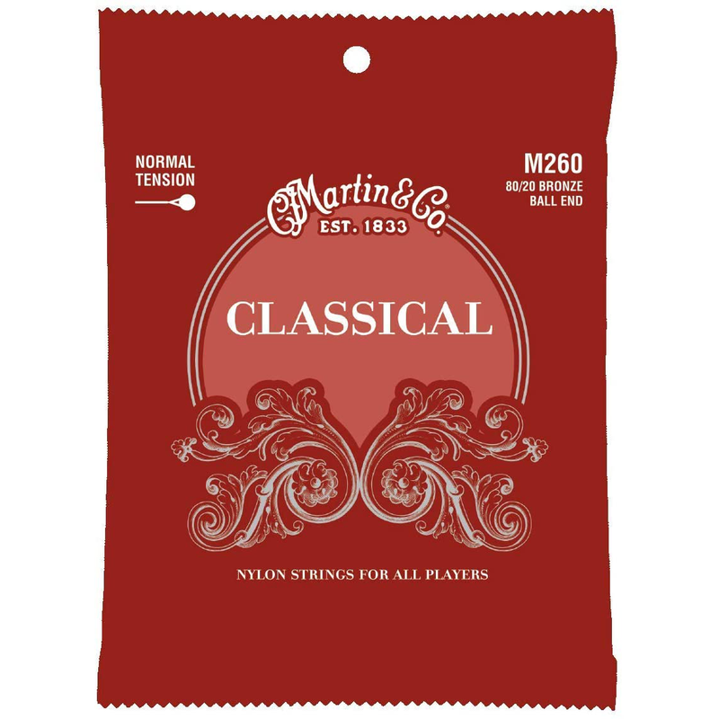 Classical Guitar Strings, Ball-End By Martin, M260 Bronze Basses Normal Tension