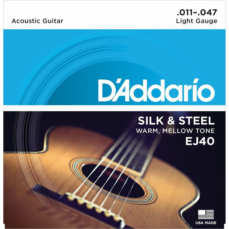 D'Addario EJ40 Silk & Steel Normal   (.011-.047)   Folk Guitar Strings