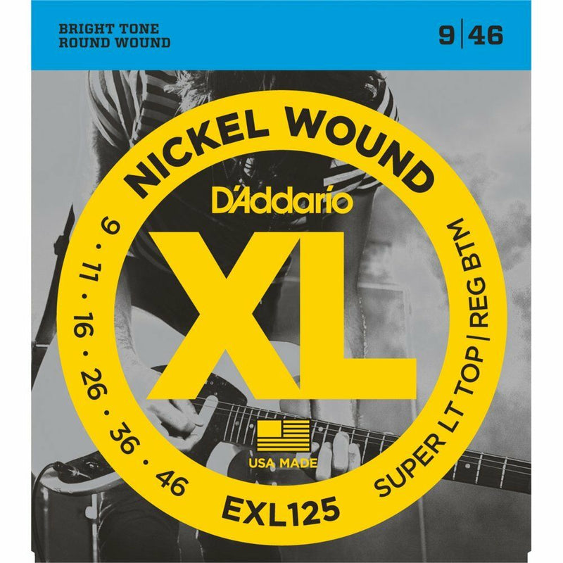 D'Addario EXL125 Electric Guitar Strings. Super Light Top/Regular Bottom, 9/46.