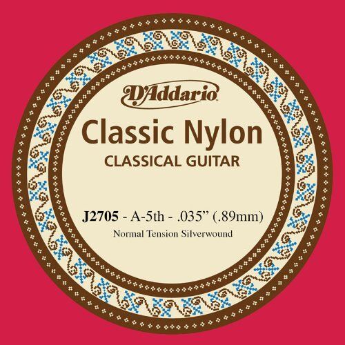 Nylon 5th (A) String for Classic Guitar X5 D'Addario J2705 Classic Silver Wound