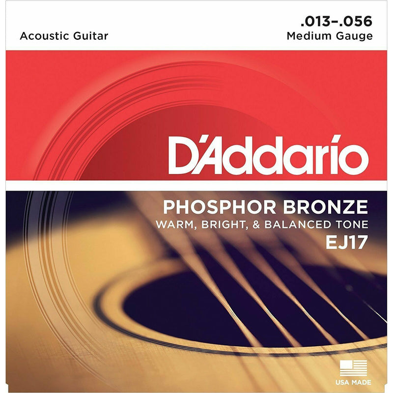 Acoustic Guitar Strings By D'Addario, EJ17, 13-56, Phosphor Bronze Set Of 6.