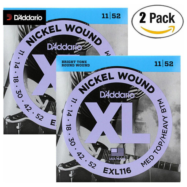 D Addario EXL116 Two Pack Nickel Guitar Strings 11 52 Medium Top