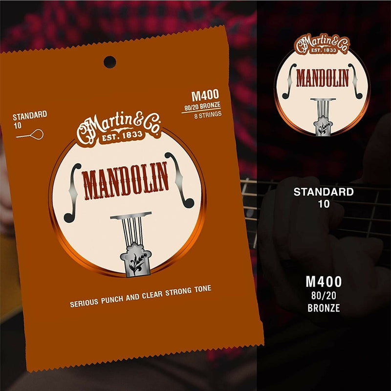 Mandolin Strings TRIPLE PACK. Martin M400 Bronze 10-34 Light Gauge, Loop Ended.