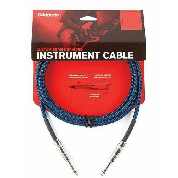 D'Addario Braided Instrument Cable Blue 15 feet PW-BG-15BU