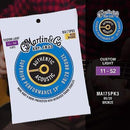 Bronze 11-52 Guitar Strings By Martin,  3-Pack Authentic Acoustic P/N MA175PK3