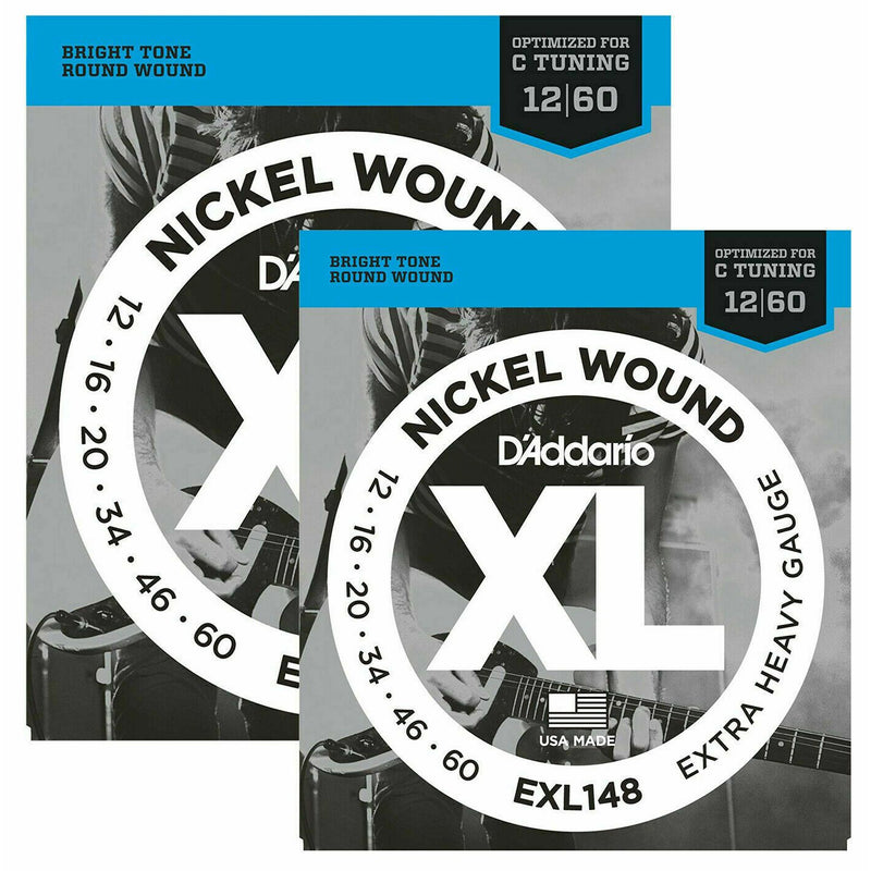2 x D'Addario EXL148 Drop C Tuning Electric Guitar Strings, 2 Complete Sets .