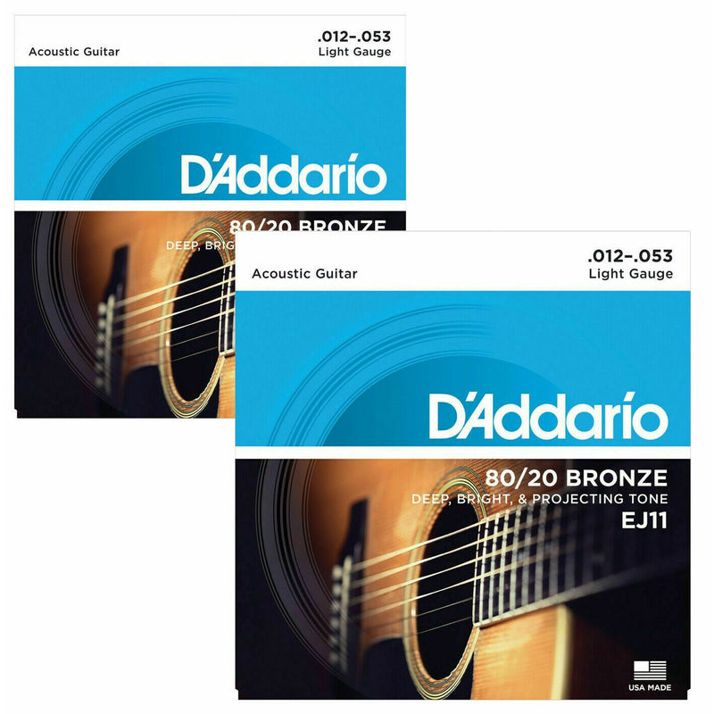 2 x SETS D'Addario EJ11 Acoustic 80/20 Bronze Guitar Strings Light
