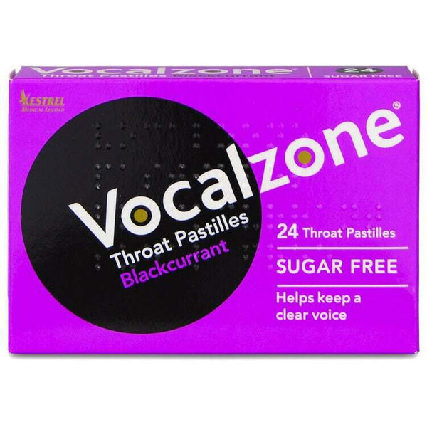 Vocalzone Sugar Free Pastilles,Blackcurrant Pack of 24. Helps Keep A Clear Voice