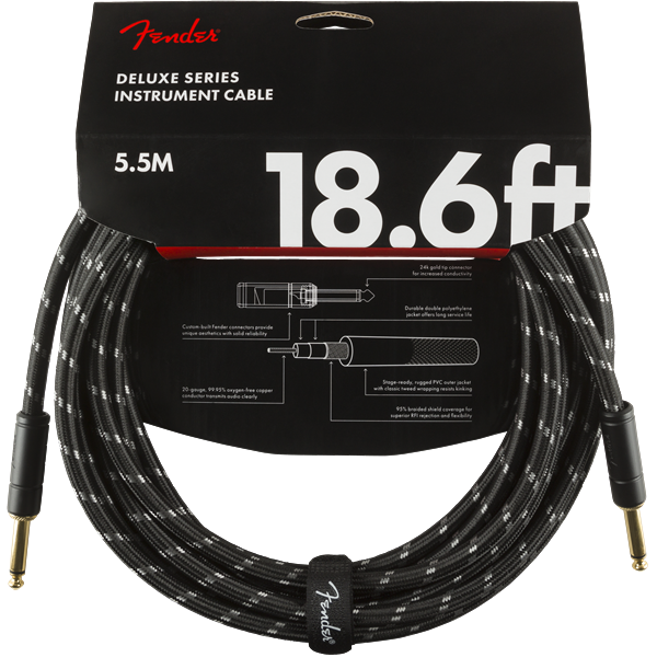 Fender Deluxe Series Instrument Cable,Straight/Straight,18.6'Black P/N0990820092