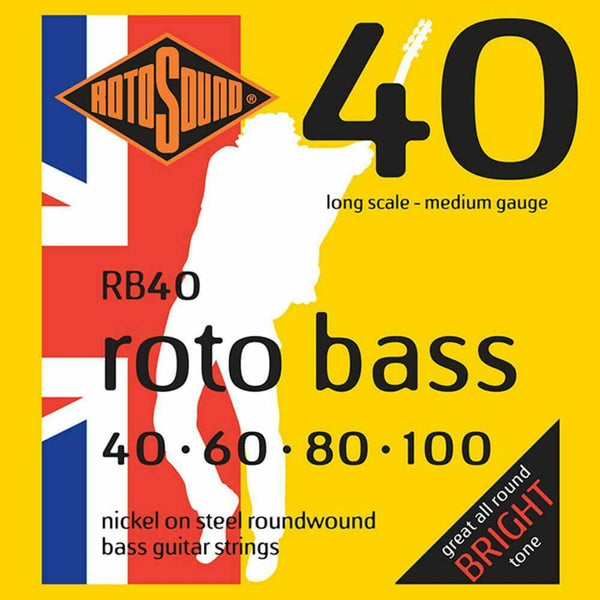 Rotosound  RB40 Bass Nickel Roundwound Bass Guitar Strings 40-100 Long Scale