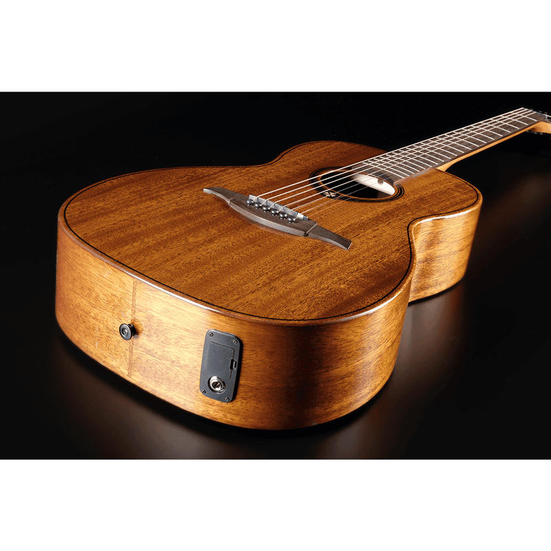 LAG T98PE Parlour Electro Acoustic Guitar. Solid Top African Mahogany