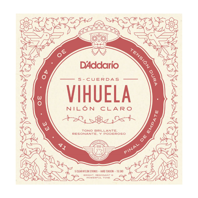 D’Addario MV10H VihuelaHard Tension Strings Mariachi