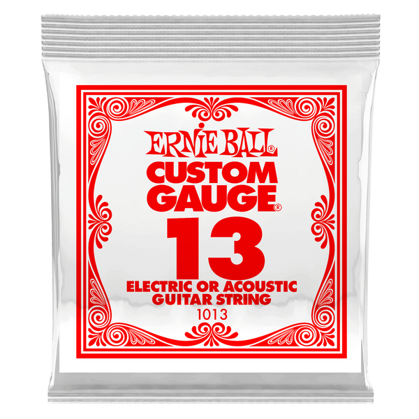 Ernie Ball .013 Custom Gauge Guitar Single Strings Electric or Acoustic Pack 6