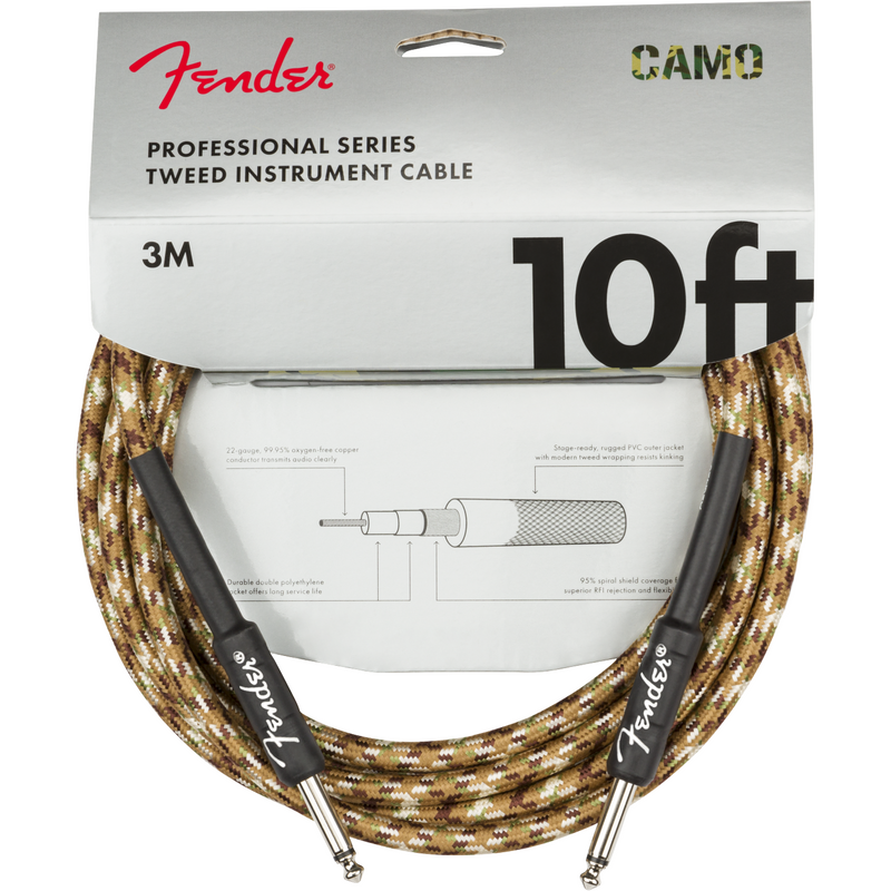 Fender Pro Series Instrument Cable, Str/Straight, 10',Desert Camo P/N 0990810107